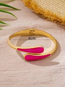 1 chiếc vòng tay hình giọt nước mạ vàng và nhựa, kiểu dáng thời trang, thanh lịch, đa năng dành cho nữ. - Màu Hồng Tươi - Xem 5