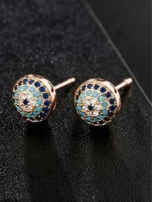 一对恶魔之眼圆形耳钉，复古小众设计，奢华优雅百搭通勤耳环 - 耳環 - 查看 10