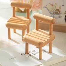 Giá đỡ điện thoại mini hình ghế gỗ mới, giá đỡ để bàn nhỏ gọn, dễ thương, tối giản, kiểu dáng thoải mái. - Nhiều màu - Xem 3