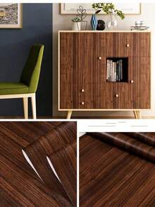 1 Rollo de papel tapiz autoadhesivo de grano de madera de material de vinilo para renovación de gabinetes de cocina, muebles, fondo, decoración de pared de dormitorio y cocina, a prueba de agua y humedad, estilo moderno - YM - Ver 3