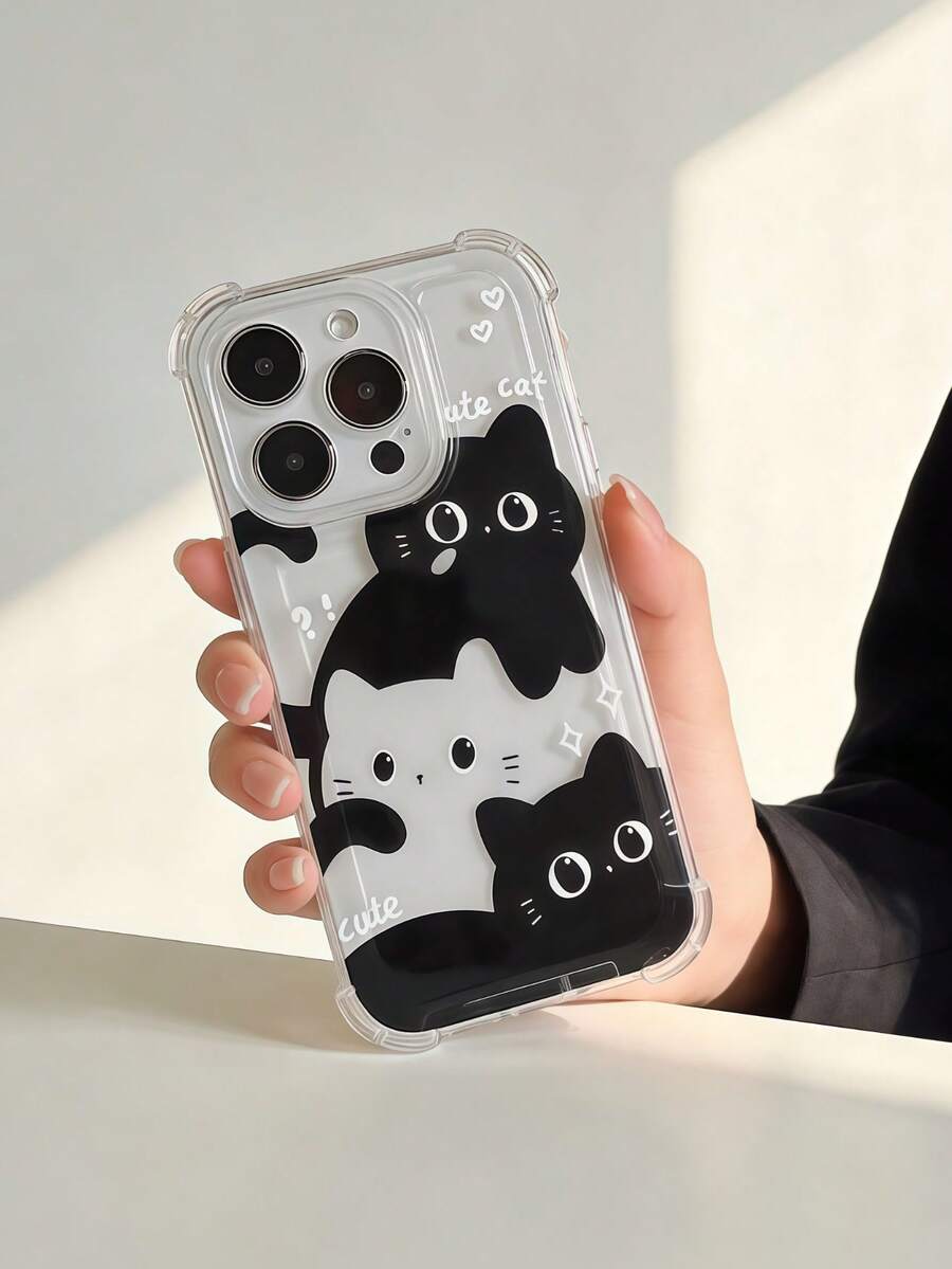 1个可爱心形黑猫透明防摔高屏手机壳，兼容苹果17 Pro Max/ 9 Pro XL/ Smart 8/ Hot 40i/ Spark 20/ Spark 20C/ Spark Go 2024/ G84/荣耀X9b/三星Galaxy S26 S25 S24 Ultra S24 Plus S24 FE S23 S22 S21 S20 A73 A72 A70 A55 A54 A53 A52 A50 A30 A42 A35 A34 A33 A25 A24 A20 A30 A15 A17 - 無色 - 查看 1