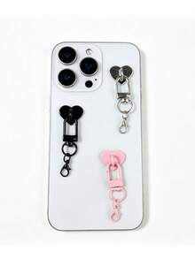 3 in 1 Custodia per telefono con adesivo a forma di cuore + fibbia porta + moschettone, Cinturino fai-da-te per smartphone, Cinturino per cellulare, Materiale in lega metallica, Dotato di retro adesivo resistente, Non lascia tracce, Accessori hardware per custodie per telefono, Ciondolo per chiavi fatto a mano, Decorazioni e accessori gioiello per smartphone - Multicolore - Visualizzare 1