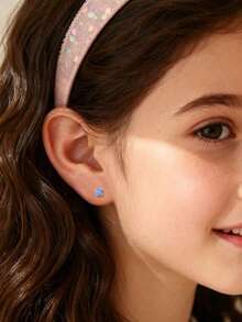 1 Pair S925 Sterling Silver Shiny Blue Zirconia Stud Earrings, Gentle On Ear Piercings, Designed For Daily Wear For Girls, Long-Lasting Luster, Versatile For Festivals, Parties, Or Commuting - Round - View 7