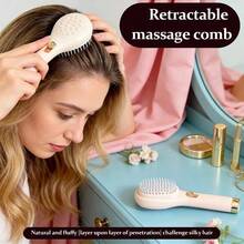1pc Self-Cleaning Retractable Massage Hair Brush, Magical Hair Brush That Cleans Hair Debris And Scalp, Anti-Static Scalp Massage Portable Comb, Fluffy Styling, Suitable For Home And Salon Use, Easy Styling, Comfortable Handle, Suitable For All Hair Types, Travel Essential, Valentine's Day Gift For Ladies - Multicolor - View 12