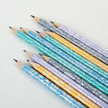 5支/20支装新款印花装饰铅笔，设计精美，带橡皮擦，适用于办公室、学校等多种场合，是绘画、书写、素描的理想之选，也是精致的小礼物。 - 套裝 - 查看 8
