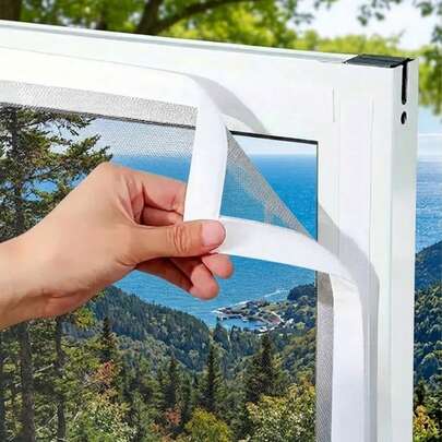 Self-Adhesive Window Screen, Multiple Sizes, Easy Install Hook & Loop Mesh, Breathable Anti Mosquito Insect Net, Removable Reusable Window Screen