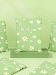 20 túi đựng hàng cỡ lớn màu xanh lá cây in hình hoa cúc, có chữ "Cảm ơn", túi bưu phẩm tự dán chống thấm nước bằng polyethylene, chống rách, thích hợp đựng quần áo, túi đóng gói bền chắc cho doanh nghiệp nhỏ, quà cưới, quà tặng tiệc tùng, quà tặng Ngày của Mẹ, quà tốt nghiệp, quà sinh nhật, quà lưu niệm tiệc tùng. - A - Xem 2