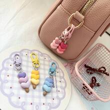 5pcs Resin Gradient Heart Keychain Set, Colorful And Fresh Gradient Heart-Shaped Keychain, Backpack And Bag Pendant Earphone Case Eye-Catching Ornaments, Party Gifts, Small Gift Set Buckle - 5 móc khóa hình trái tim - Xem 3