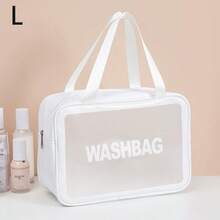 1pc Korean Style PU Frosted Cosmetic Bag Large Capacity Travel Toiletry Bag - Pink - View 10