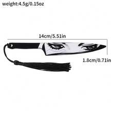 Thẻ đánh dấu trang bằng acrylic hình dao, nhân vật huyền thoại anime máu lửa, có tua rua, thiết kế mắt độc đáo, đánh số trang bền chắc, dành riêng cho người hâm mộ anime và Otaku. - Đen trắng - Xem 15