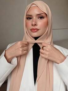 1件装磁扣速戴头巾，雪纺围巾搭配针织内衬帽，三合一速戴头巾，丝滑柔软透气的雪纺面料，适合日常穿着、节日、祈祷、清真寺佩戴。 - 彩色 - 查看 18