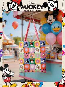 Disney 1个迪士尼官方授权米奇/疯狂动物城/小熊维尼帆布手提袋，女童大容量单肩包，轻便可重复使用购物袋——非常适合学生、青少年、卡通迷，完美适用于日常通勤、超市购物、接送孩子上下学、海滩旅行、节日聚会、返校季等场合。 - 彩色 - 查看 11