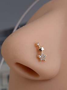1pc Cubic Zirconia Star Hypoallergenic Cartilage Stud Earring For Women, Spiral Helix Standard Top Upper Lobe Conch Flat Ear Stud, Threaded Back, 20G Piercing Jewelry - A Pair Of Round Star  Earrings - View 7