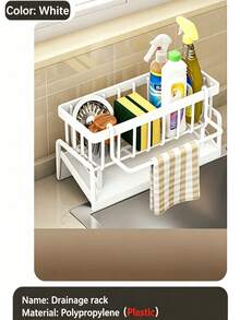 1 pieza Soporte para esponja de fregadero de cocina, organizador de fregadero con drenaje automático y bandeja desmontable para platos, soporte para cepillo dispensador de jabón, adecuado para baño, negro con asa, organizador de fregadero de cocina, soporte para esponja de cocina, soporte para jabonera de encimera, con soporte para colgar paños y secar, accesorios de fregadero, modelo nuevo 2026, estante de almacenamiento multifuncional de material plástico para cocina - Multicolor - Ver 9