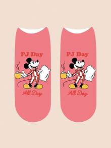 Disney 迪士尼袜子 1/5 双装 女士/情侣短袜，个性化设计，充满乐趣，色彩丰富，创意卡通图案，适合作为节日礼物，舒适透气，增添家庭氛围，时尚百搭，男女皆宜，趣味卡通袜子，米奇、米妮、唐老鸭、黛丝、高飞、布鲁托 - 彩色 - 查看 7