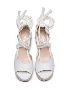 Comfyshoes Women's Rome Open Toe Espadrilles Platform Wedge Sandals - White - View 7