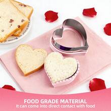 1pc Stainless Steel Sandwich Cutter And Sealer | Heart Shaped Cutter, Suitable For Sandwiches - Perfect For Back To School, Valentine's Day And Various Holidays - Red and Yellow - View 2