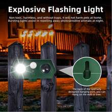 2/1-Piece Solar-Powered Outdoor Animal Repeller, Solar-Powered, Cat Repeller, Deer Repeller, Ultrasonic Device For Repelling Squirrels, Raccoons, Skunks, Dogs And Birds, Suitable For Gardens And Yards - 綠色-大功率35-50HZ - 查看 5