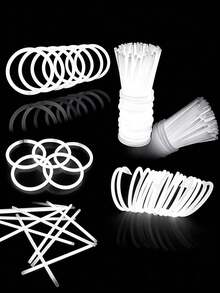100/50pcs 8-Inch Colorful Glow Sticks Set, High Quality Super Bright Glowing Sticks, Glow Decor, Luminous Effect, Long-Lasting Glow, Add Radiance To Parties. - White - View 6