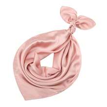 1pc Soft Solid Color Silk-Like Minimalist Headscarf/Headband, Suitable For Styling - Pink - View 3