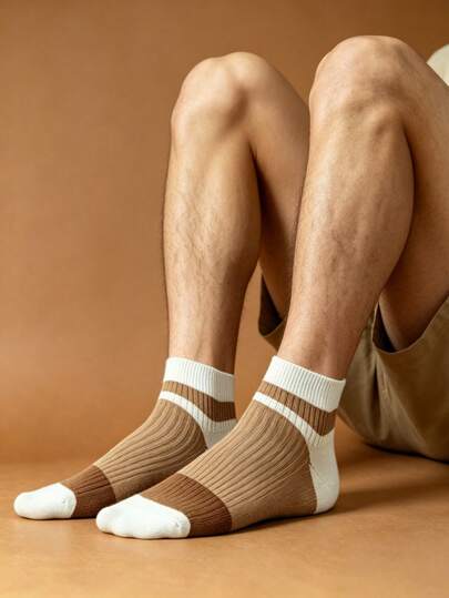1 Pair Men's Short Socks Lightweight For Spring & Summer,Street Fashion Style/ Street Look/Hip Hop Style,Soft And Breathable,Lightweight And Skin-Friendly,Moisture Wicking, High Elasticity, Durable And Comfortable Without Tightness,Suitable For Daily Street Wear, Street Snap