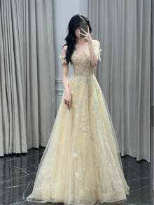 2026 New Off-Shoulder Evening Dress For Women, Suitable For Quinceañeras, Annual Meetings, Hosts, Vocal Performance Exams, High-End Engagement Toasting Dress - Màu sắc hình ảnh - Xem 7