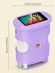 Microscopio digital para niños con pantalla IPS de 2.0", 1000X de aumento, microscopio portátil de bolsillo con 8 luces LED y brillo ajustable, recargable por USB tipo C con batería de 600mAh, función de toma y almacenamiento de fotos en tiempo real, compatible con computadora, juguete educativo STEM para exploración y aprendizaje científico, microscopio mini para niños - Multicolor - Ver 4