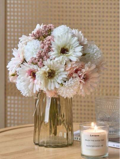 1支/3支装仿真蒲公英、牡丹、雏菊丝绸花束，婚礼新娘花束，家居、办公室、浴室、农舍、厨房桌面装饰，生日、毕业、秋季浪漫礼物