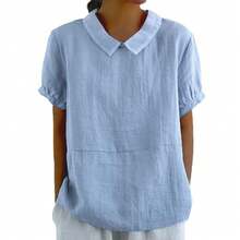 Plain Cotton-Linen Top For Women, Ideal For Spring - Pink - View 3