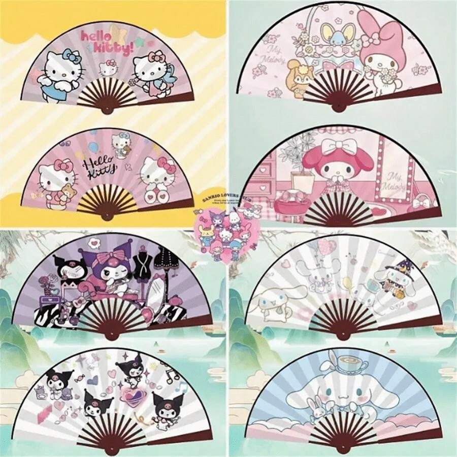 SANRIO 三丽鸥动漫折扇，可爱，酷洛米、美乐蒂、布丁狗卡通手扇，夏季必备，收藏品，完美礼物 - A - 查看 1