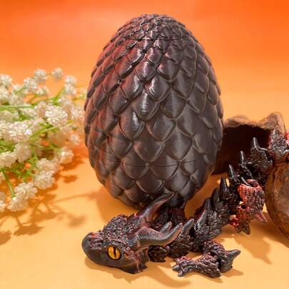 1/2pcs Colorful Black & Red Magic Dragon Set, Movable Joints Design, Unique Shaped Magic Dragon And Its Dragon Egg, Mini Landscape Garden Decor, Perfect Holiday Gift For Family And Friends