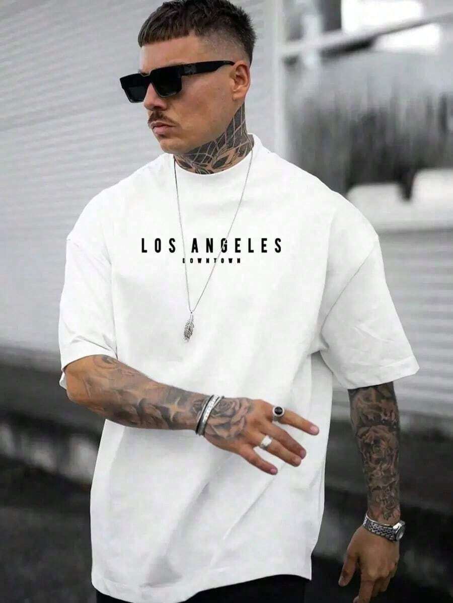 Camiseta gráfica con letras para hombre, estilo emo, años 2000 - Blanco - Ver 1