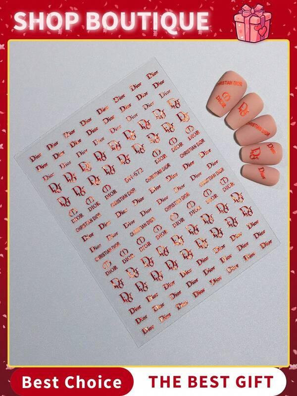 10/5/1 pieza Pegatinas de arte de uñas con letras, pegatinas de arte de uñas autoadhesivas, pegatinas decorativas para uñas para mujeres y niñas