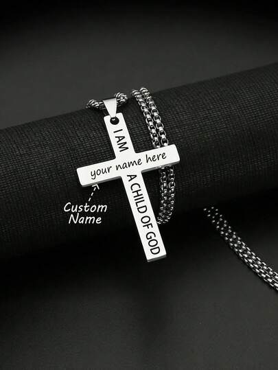 suteyi Personalized Cross Necklace With Biblical Verses – I Am The Son Of God, Custom Cross Name Necklace.