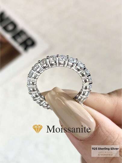 1 stuk 0,1 karaat moissanite diamanten verlovingsring, D-kleur, 925 sterling zilver, dames trouwring, prachtig sieraad, jubileumcadeau voor vrouw/vriendin