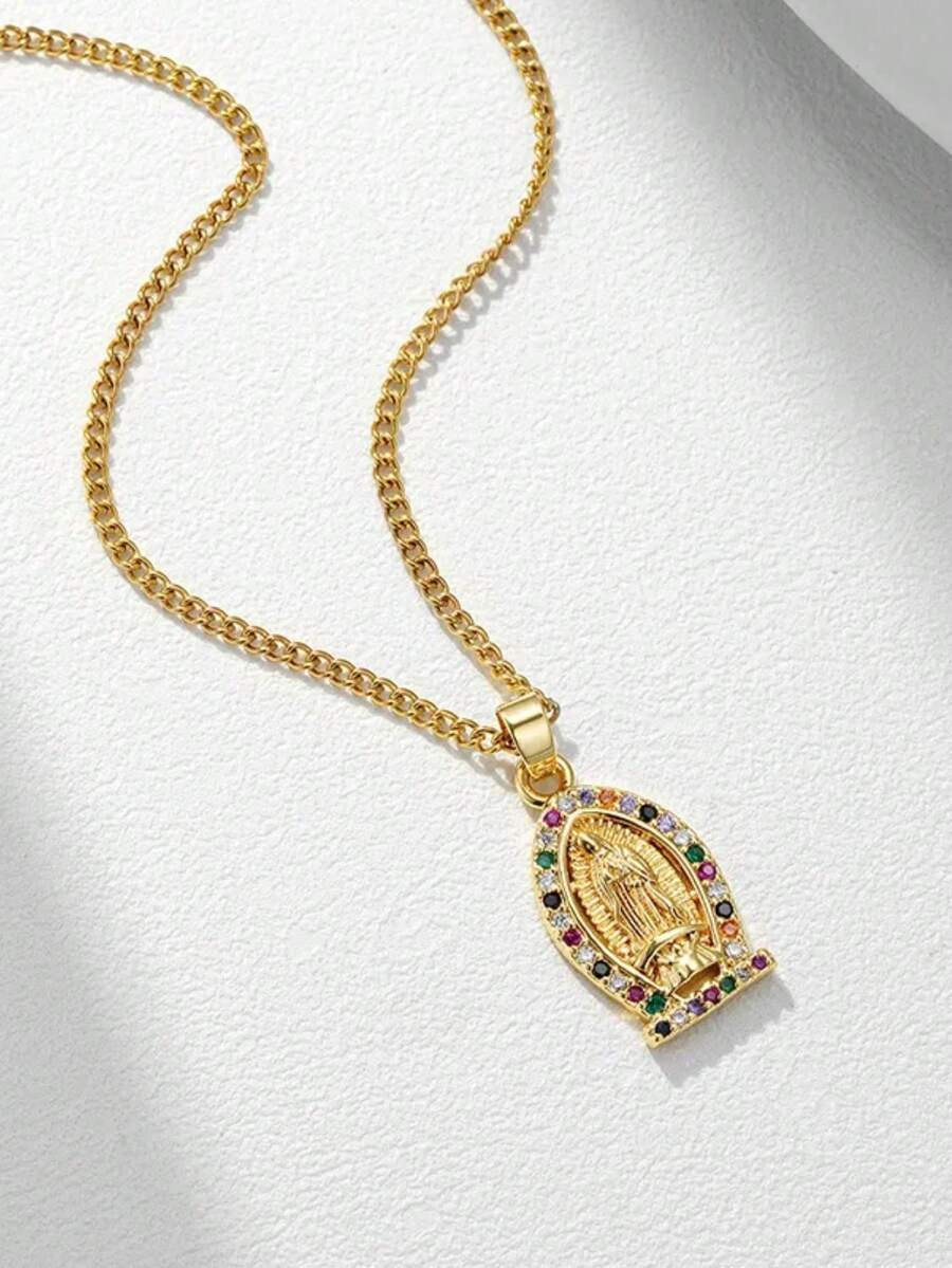 1件几何吊坠项链，法式时尚休闲优雅风，适合日常、通勤、派对、外出等场合（OPP袋包装） - Golden - 查看 1