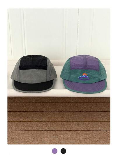 1pc Soft Top Color Block Quick Dry Baseball Cap, Vintage Patchwork Street Style 5-Panel Cap, Suitable For Women Outdoor Sports Sun Protection Summer, Versatile Skater Hippie Chicks Style