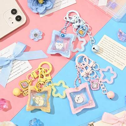 Miniso Mặt dây chuyền acrylic trong suốt hình Chiikawa Hachiware & Chiikawa & Usagi, dùng trang trí túi xách, móc khóa, đồ trang trí dễ thương, phụ kiện anime, quà tặng sáng tạo (1 chiếc)