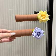 1/2件装装饰门把手套,仿棕色玫瑰花柔软保暖防撞保护套,通用门锁套,布艺门把手保护套 - 查看 3