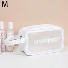 1pc Korean Style PU Frosted Cosmetic Bag Large Capacity Travel Toiletry Bag - Pink - View 14