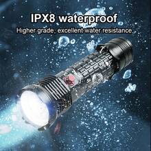 XHP70 专业潜水手电筒,IPX8 防水,50 米深度,强光束,适用于户外、夜钓、露营、应急照明 - 手電筒 - 查看 4