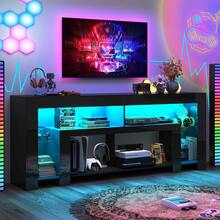 82" Modern High Gloss Fireplace TV Stand With 50" Fireplace, Entertainment Center With Electronic Flame And USB Powered LED Lights, TV Console Cabinet - 美規B型插(110-127V) - 查看 2