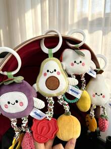 1pc Newborn Baby Plush Rattle Doll, Cute Fruit Embroidery Hanging Ornament With Bell, Portable Grip Training Windchime Soother Doll With BB Sound And Rattle, Suitable As Stroller/Car Seat Accessory, Newborn Gift - Multicolor - View 9