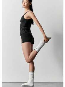 Alo Yoga Ribbed Prosper Tank | Signature Micro-Ribbed Performance Fabric | High-Neck Sophisticated Silhouette | Built-In Shelf Bra Support | Moisture-Wicking & 4-Way Stretch | Essential Luxury Activewear - Black - View 5