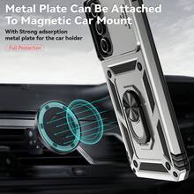 1 cái Giá đỡ kính xe hơi kiểu quân đội, xoay 360° từ tính, có thể gập lại, đa chức năng, bảo vệ kính chắn gió, chống rơi, phù hợp với [Phiên bản quốc tế, không phải phiên bản nội địa] S26Ultra/S25/S24/S23/S22/S21/S20/S10/S10+, A03/A04/A06/A07/A12/A13/A14/A15/A16/A17/A22/A23/A24/A25/A26/A27/A32/A33/A34/A35/A35/A37/A52/A53/A54/A55/A56/A57/A72/A73, NOTE20/NOTE20U - Bạc - Xem 3