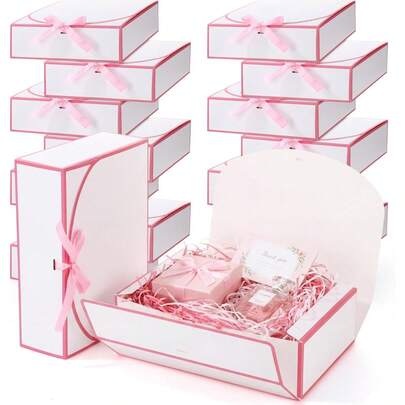 Hộp quà cầu hôn phù dâu kèm ruy băng, kích thước 10.6 x 7.8 x 3.1 inch, hộp quà cưới có nắp đậy, hộp quà giấy dùng cho đám cưới, tiệc mừng em bé, sinh nhật, quà tặng Ngày của Mẹ, sinh nhật.