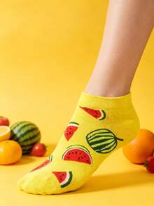 5/10双装女士水果主题休闲短袜，适合春夏穿着 - 彩色 - 查看 2