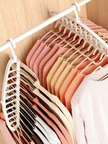 Space-Saving Design With Rotating Hooks Hanging Storage Rack, Stylish Foldable Clothes Rack, Can Neatly Hold Nine Pieces Of Clothing, Multi-Functional Magic Closet System, Foldable Non-Slip Plastic Clothes Rack - Multicolor - View 9