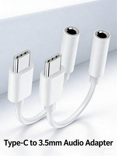 2 buc Cablu adaptor audio USB-C la 3,5 mm, Conector jack pentru căști convertor audio de înaltă calitate compatibil cu iPhone 17/16 Pro Max/16 Pro/16 Plus/16/15, A26/S25/S24/S23/S22/S21/S20 Ultra Plus, Seria, Plug and Play