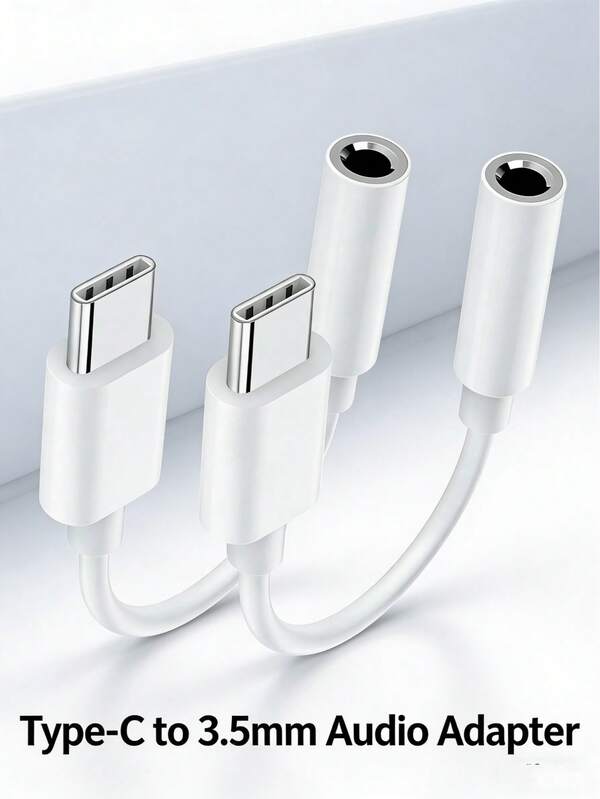 2 piezas Adaptador de cable de audio de USB-C a 3.5 mm, convertidor de audio de alta calidad, conector de auriculares compatible con iPhone 17/16 Pro Max/16 Pro/16 Plus/16/15, A26/S25/S24/S23/S22/S21/S20 Ultra Plus, Series, Plug and Play